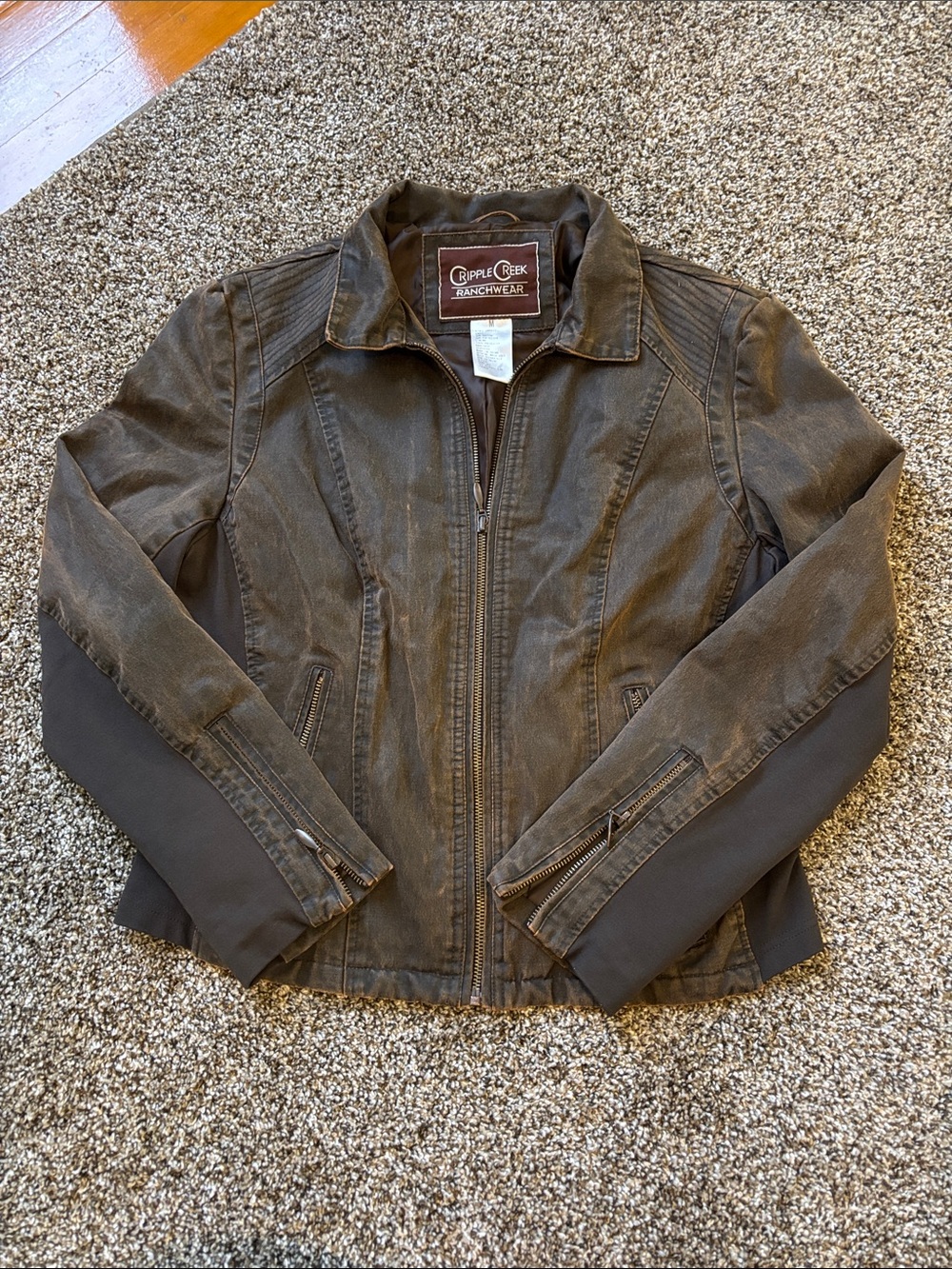 Cripple Creek Women's Brown Zip-Front Leather-Style Jacket